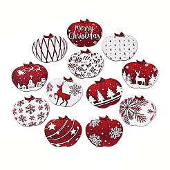 12Pcs UV Single Face Printed Wood Pendant Decorations&nbsp;WOOD-N020-44