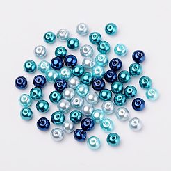 8mm Mixed Blue Color Pearlized Glass Pearl Beads for Jewelry Making&nbsp;HY-PH0006-8mm-03