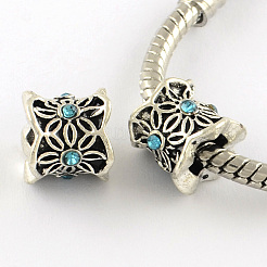 Antique Silver Plated Alloy Rhinestone Large Hole European Beads&nbsp;MPDL-R041-08