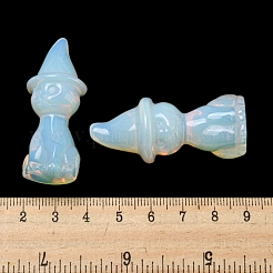 Opalite Carved Cat with Witch Hat Figurines&nbsp;DJEW-D012-07L