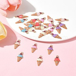 24Pcs 6 Colors Light Gold Plated Alloy Enamel Pendants&nbsp;ENAM-FS0001-93