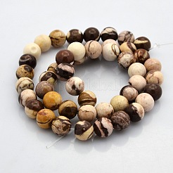 Round Natural Zebra Jasper Beads Strands&nbsp;G-N0120-41-8mm