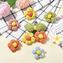 6Pcs 6 Styles Flower Cotton Brooches&nbsp;JEWB-CJ0001-72