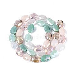 Electroplate Imitation Jade & Opaque & Transparent Glass Beads Strands&nbsp;EGLA-Q135-8x11MM-01C