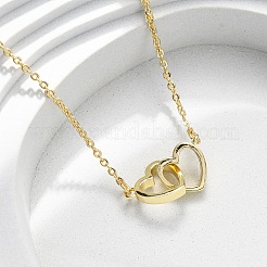 Interlocking Heart Brass Micro Pave Clear Cubic Zirconia Pendant Necklaces for Women&nbsp;NJEW-M103-01G