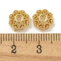 Rack Plating Brass Micro Pave Clear Cubic Zirconia Bead Caps&nbsp;KK-K386-09A-G
