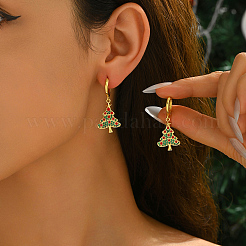 Brass Christmas Tree Hoop Earrings&nbsp;PF9956