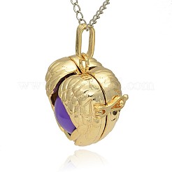 Golden Tone Brass Hollow Heart Cage Pendants&nbsp;KK-J241-04G