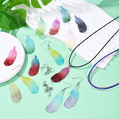 DIY Acrylic Feather Pendant Waxed Cotton Cord Necklace & Earring Making Kits&nbsp;DIY-YW0011-53