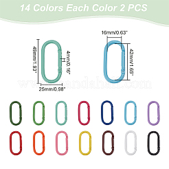 28Pcs 14 Colors Baking Paint Zinc Alloy Spring Gate Rings&nbsp;PALLOY-WR0001-11