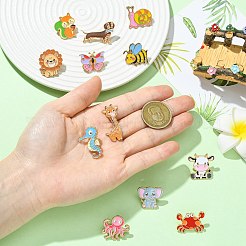 12Pcs 12 Styles Animal Series Enamel Pin&nbsp;JEWB-CJ0003-64