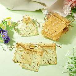 30Pcs Gold Stamping Moon Star Organza Drawstring Gift Bags&nbsp;ABAG-TA0002-21C