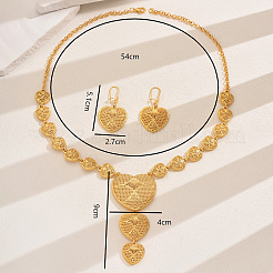 Elegant Middle Eastern Alloy Hollow Heart Necklace & Earring Sets for Women&nbsp;AK4437