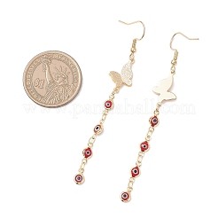 Handmade Evil Eye Lampwork & Brass Findings Dangle Earring & Y Necklaces Sets&nbsp;SJEW-JS01350-01
