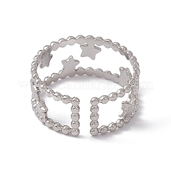 Non-Tarnish 304 Stainless Steel Stars Double Line Open Cuff Ring for Women&nbsp;RJEW-C045-24P