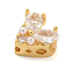 Brass Micro Pave Cubic Zirconia Beads&nbsp;KK-Z072-14G-01