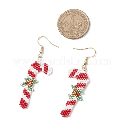 5 Pairs 304 Stainless Steel Glass Seed Beads Christmas Theme Dangle Earrings&nbsp;EJEW-MZ00527