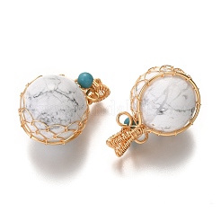 Natural Howlite & Turquoise Pendants&nbsp;X-G-B001-02G-O