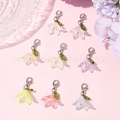 8Pcs 8 Colors Flower Acrylic Pendant Decorations&nbsp;HJEW-FS00034-01