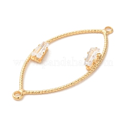 Brass & Clear Glass Horse Eye Frame Connector Charms&nbsp;KK-A227-09G
