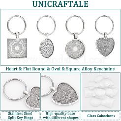 1 Set Heart & Flat Round & Oval & Square Alloy Keychains&nbsp;KEYC-UN0001-11