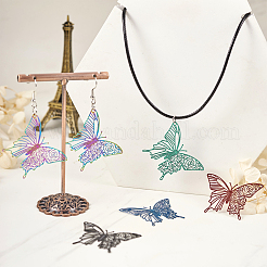 48Pcs 12 Colors Spray Painted 430 & 201 Stainless Steel  Filigree Pendants&nbsp;STAS-TA0002-20