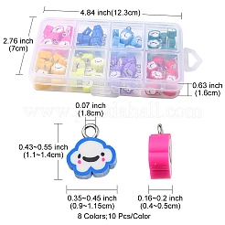 80Pcs 8 Colors Handmade Polymer Clay Charms&nbsp;CLAY-YW0001-74