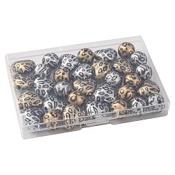 32Pcs 4 Styles Printed Acrylic Beads&nbsp;PACR-FS0001-12