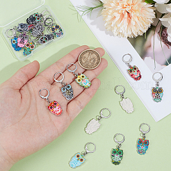 20Pcs Owl Alloy Enamel Pendant Locking Stitch Markers&nbsp;HJEW-NB00263