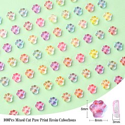 100Pcs Cat Paw Print Resin Cabochons&nbsp;RESI-CJ0002-91