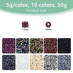 50G 10 Style Glass Cylinder Beads&nbsp;SEED-DC0001-15