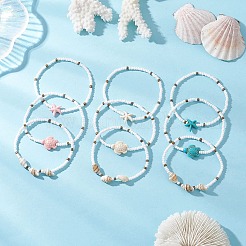3Pcs Synthetic Turquoise Beads Stretch Bracelets for Women&nbsp;BJEW-JB13493