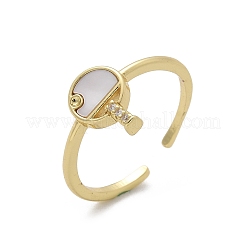Brass Micro Pave Clear Cubic Zirconia Cuff Rings for Women&nbsp;RJEW-C126-08G