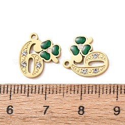 304 Stainless Steel Enamel & Rhinestone Pendants&nbsp;STAS-B130-01G-6
