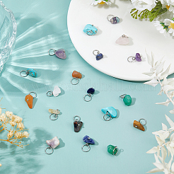 84Pcs 7 Colors Natural & Synthetic Mixed Stone Nuggets Pendants&nbsp;PALLOY-FH00144