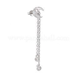 Brass Micro Pave Clear Cubic Zirconia Dangle Stud Earrings&nbsp;EJEW-K083-16P