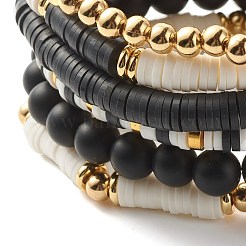 Handmade Polymer Clay Heishi Beads Stretch Bracelets Set&nbsp;BJEW-JB07396