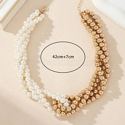 Alloy and CCB Imitation Pearl Round Multi-strand Necklaces for Women&nbsp;FS-WG8340C-01
