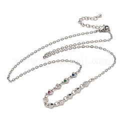 Brass Micro Pave Cubic Zirconia Heart Pendant Necklaces&nbsp;NJEW-B157-13P