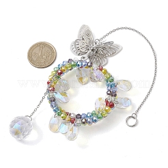 Butterfly Brass & 304 Stainless Steel Hanging Suncatchers&nbsp;HJEW-TA00163