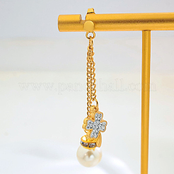 Stainless Steel Clover with Round Dangle Stud Earrings&nbsp;LR7159