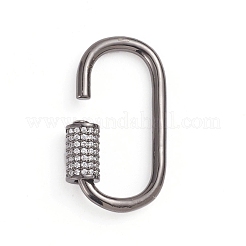 Brass Micro Pave Clear Cubic Zirconia Screw Carabiner Lock Charms&nbsp;ZIRC-E164-10B