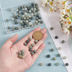 2 Strands Frosted Round Natural Green Rutilated Quartz Beads Strands&nbsp;G-OC0004-61A