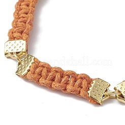 Braided Waxed Polyester Rectangle Link Chain Bracelets&nbsp;BJEW-JB10000-05