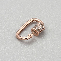 925 Sterling Silver Rhinestone Screw Carabiner Lock Charms&nbsp;STER-WH0031-01RG-01