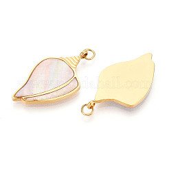 304 Stainless Steel Pave Natural Shell Pendants&nbsp;STAS-N115-20A-G