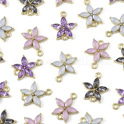 24Pcs 4 Colors Alloy Rhinestone Connector Charms&nbsp;ALRI-FS0001-13