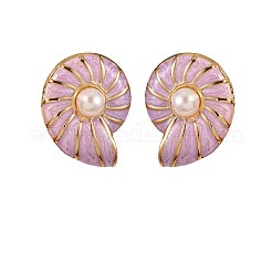 304 Stainless Steel Enamel Conch Stud Earrings&nbsp;EJEW-Z147-08G