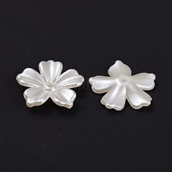 5-Petal Flower ABS Plastic Imitation Pearl Bead Caps&nbsp;X-OACR-R016-21