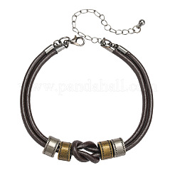 Leather Cord & Alloy Double Layers Bracelets&nbsp;WG349E3-02